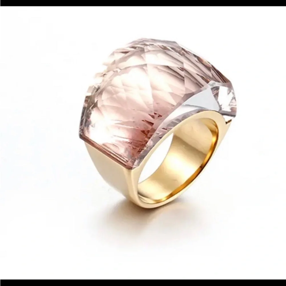 Swarovski elements ring size 8 amber shade gold plated nirvana SSBG8